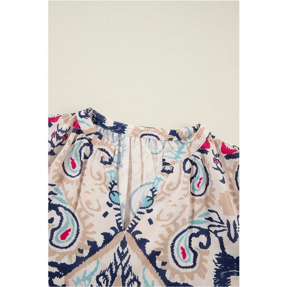 Bohemian Print V-Neck Top - Picture 4 of 6